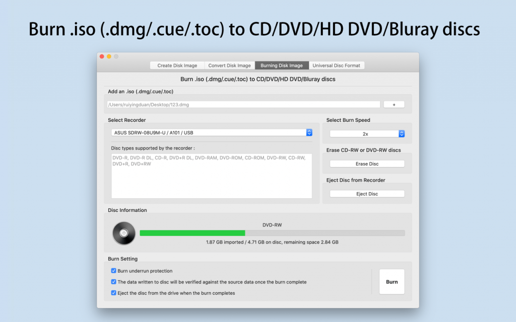 burn a dmg to dvd in windows